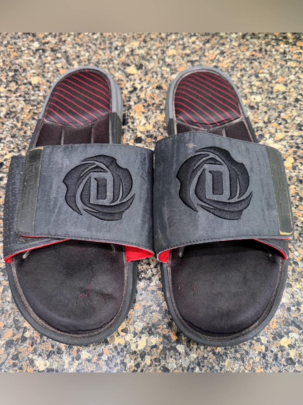 D Rose Black and Red Slide Sandals adidas 12